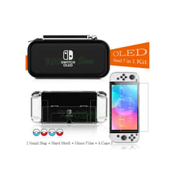 Nintend Switch OLED Covers Storage Bag EVA Case Screen Protector  Clear Shell Silicone Caps For Nintendo Switch OLED Accessories - 7 in 1 D
