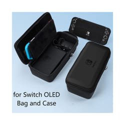 Switch OLED Handheld Storage Bag Portable PU Carrying Case Protective Travel Pouch for Nintendo Switch Console Game Accessories - oled black set