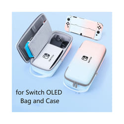 Switch OLED Handheld Storage Bag Portable PU Carrying Case Protective Travel Pouch for Nintendo Switch Console Game Accessories - oled pink set