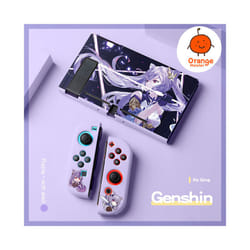 Soft Protective Cover For NS Switch/oled Genshin Anime Characters TPU Material Anti-slide Washable Anti-fall Decorative - Purple4