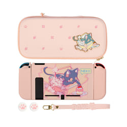 NEKO Cat Switch OLED Case Storage Bag PU Carrying Case Pink Shockproof Shell Switch Hard PC Cover For Nintendo Switch Accessory - Switch Shell Bag