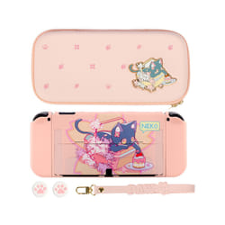 NEKO Cat Switch OLED Case Storage Bag PU Carrying Case Pink Shockproof Shell Switch Hard PC Cover For Nintendo Switch Accessory - Oled Shell bag