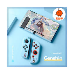 Soft Protective Cover For NS Switch/oled Genshin Anime Characters TPU Material Anti-slide Washable Anti-fall Decorative - Sky blue