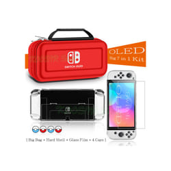 Nintend Switch OLED Covers Storage Bag EVA Case Screen Protector  Clear Shell Silicone Caps For Nintendo Switch OLED Accessories - 7 in 1 B