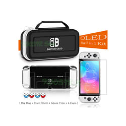 Nintend Switch OLED Covers Storage Bag EVA Case Screen Protector  Clear Shell Silicone Caps For Nintendo Switch OLED Accessories - 7 in 1 A