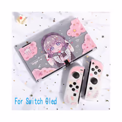 Sakura Matte Transparent TV Dock Hard Case Crystal Shell for Nintendo Switch Oled NS Joy-Con Controller TPU Soft Cover Protec ...