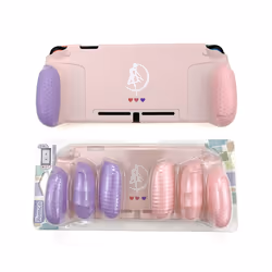 TPU GripCase For Nintendo Switch MaxCarry Protective Case Shell Ergonomic Handle Grip with Replaceable Grips + Game Card - White D