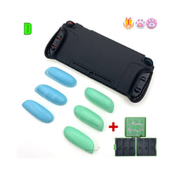 TPU GripCase For Nintendo Switch MaxCarry Protective Case Shell Ergonomic Handle Grip with Replaceable Grips + Game Card - Black Green Blue E