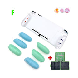 TPU GripCase For Nintendo Switch MaxCarry Protective Case Shell Ergonomic Handle Grip with Replaceable Grips + Game Card - White Green Blue C