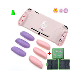 TPU GripCase For Nintendo Switch MaxCarry Protective Case Shell Ergonomic Handle Grip with Replaceable Grips + Game Card - Pink Pink Purple A