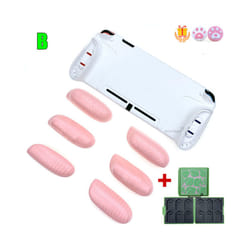 TPU GripCase For Nintendo Switch MaxCarry Protective Case Shell Ergonomic Handle Grip with Replaceable Grips + Game Card - White Pink B
