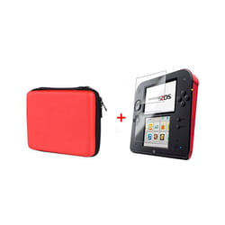 2DS EVA Protector Hard Travel Carry Case cover Pouch bag Clear Touch Film Screen Guard Silicone Case For Nintendo Nintend - Red 2 in 1