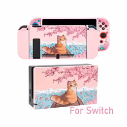 Sakura Matte Transparent TV Dock Hard Case Crystal Shell for Nintendo Switch Oled NS Joy-Con Controller TPU Soft Cover Protec ...