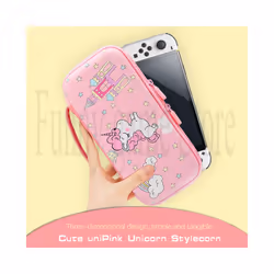 Unicorn Hard Carrying Case for Nintendo Switch & Switch Oled Pink Portable Travel Case Accessory Protective Bag Cover  For - Red