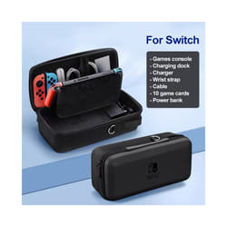 For Nintendo Switch OLED Lite Storage Bag NS Hard Case Box Large Capacity Game Console Portable Bags With Stand Card Slot - NS Black