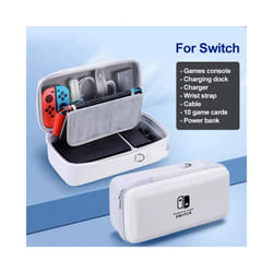 For Nintendo Switch OLED Lite Storage Bag NS Hard Case Box Large Capacity Game Console Portable Bags With Stand Card Slot - NS White