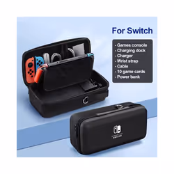 For Nintendo Switch OLED Lite Storage Bag NS Hard Case Box Large Capacity Game Console Portable Bags With Stand Card Slot - N ...