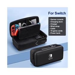 For Nintendo Switch OLED Lite Storage Bag NS Hard Case Box Large Capacity Game Console Portable Bags With Stand Card Slot - NS White Logo