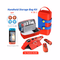 ) For Nintendo Switch OLED Handheld Storage Bag Large CapacityÂ Carrying Hard Case Built-in Bracket for NS Switch Game Access ...