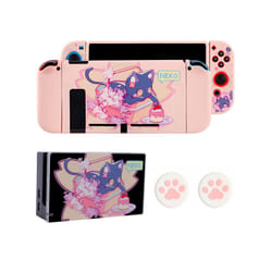 NEKO Cat Switch OLED Case Storage Bag PU Carrying Case Pink Shockproof Shell Switch Hard PC Cover For Nintendo Switch Accessory - Switch Case Set