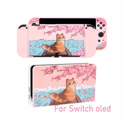 Sakura Matte Transparent TV Dock Hard Case Crystal Shell for Nintendo Switch Oled NS Joy-Con Controller TPU Soft Cover Protec ...