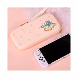 NEKO Cat Switch OLED Case Storage Bag PU Carrying Case Pink Shockproof Shell Switch Hard PC Cover For Nintendo Switch Accessory - Bag Only