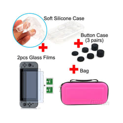 Portable Hard Shell Case for Nintend Switch Water-resistent EVA Carrying Storage Bag for Nitendo switch NS Console Accessories - 6 in 1 Kit-Pink