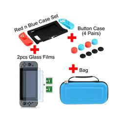 Portable Hard Shell Case for Nintend Switch Water-resistent EVA Carrying Storage Bag for Nitendo switch NS Console Accessories - Blue-8 in 1 Set