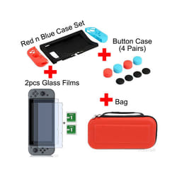 Portable Hard Shell Case for Nintend Switch Water-resistent EVA Carrying Storage Bag for Nitendo switch NS Console Accessories - Red-8 in 1 Set
