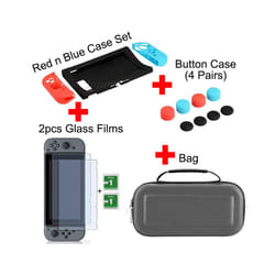 Portable Hard Shell Case for Nintend Switch Water-resistent EVA Carrying Storage Bag for Nitendo switch NS Console Accessories - Gray-8 in 1 Set