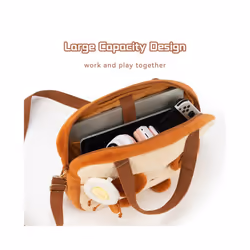 GeekShare Dog Toast Plush Bag Shoulder Tote Bag Handbag Carrying Case for Nintendo Switch/OLED/LITE IPAD Cute Shopping Bag - Navy Blue
