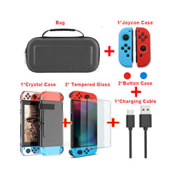 Portable Hard Shell Case for Nintend Switch Water-resistent EVA Carrying Storage Bag for Nitendo switch NS Console Accessories - Gray-6 in 1 Set