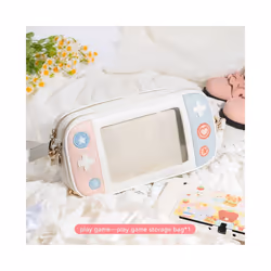 GeekShare Cute Play Game Bag For Women Pink Blue Fashion Shoulder Bags Female Carrying Case For Nintendo Switch Big Capacity ...