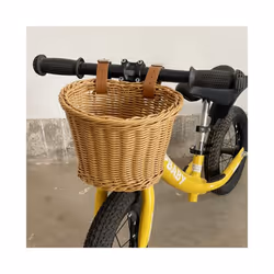 Stroller Front Basket for Kids Bike Scooter Woven Rattan Bag Waterproof Durable Handmade Storage Basket Detachable Baggage - Hook