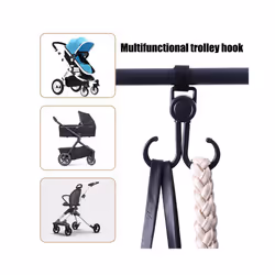 Portable Baby Stroller Double Hooks Shopping Cart Hanging Bag Hanging Buckles Organizer Car Back Seat Hook Universal Accessories - 2Pcs Double Hook