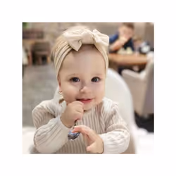 Lovely Newborn Baby Headband For Girls Elastic Knit Children Turban Baby Bows Soft Nylon Kids Headwear Hair Accessories - 3