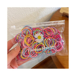 Set Kids Hair Accessories for Girls High Elastic Solid Hairband Baby Rubber Hair Bands Cute Children's Ropes Ties - 100PCS- A9