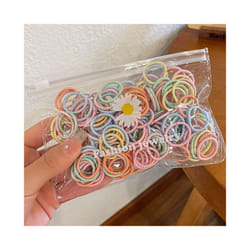 Set Kids Hair Accessories for Girls High Elastic Solid Hairband Baby Rubber Hair Bands Cute Children's Ropes Ties - 100PCS- A7