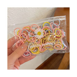 Set Kids Hair Accessories for Girls High Elastic Solid Hairband Baby Rubber Hair Bands Cute Children's Ropes Ties - 100PCS- A5