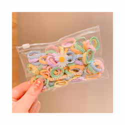 Set Kids Hair Accessories for Girls High Elastic Solid Hairband Baby Rubber Hair Bands Cute Children's Ropes Ties - 50PCS-A16
