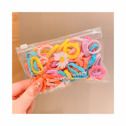 Set Kids Hair Accessories for Girls High Elastic Solid Hairband Baby Rubber Hair Bands Cute Children's Ropes Ties - 50PCS-A14