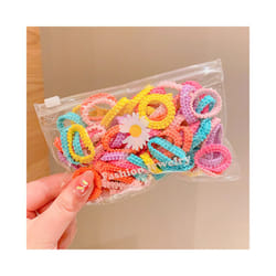 Set Kids Hair Accessories for Girls High Elastic Solid Hairband Baby Rubber Hair Bands Cute Children's Ropes Ties - 50PCS-A14