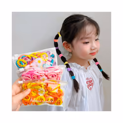 Set Kids Hair Accessories for Girls High Elastic Solid Hairband Baby Rubber Hair Bands Cute Children's Ropes Ties - 50PCS-A14