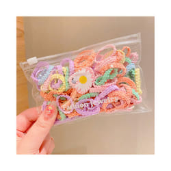 Set Kids Hair Accessories for Girls High Elastic Solid Hairband Baby Rubber Hair Bands Cute Children's Ropes Ties - 50PCS-A15
