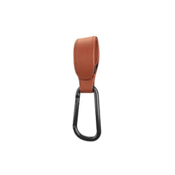 Convenient Baby Stroller Hooks Clips Stroller Accessories Aluminum Alloy Carabiner for Hanging Diaper Bags PU Leather - Brown