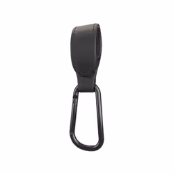 Convenient Baby Stroller Hooks Clips Stroller Accessories Aluminum Alloy Carabiner for Hanging Diaper Bags PU Leather - Black