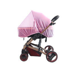 ) Zipper type fly protection accessories children's crib summer mesh carriage full cover mosquito net baby stroller trolley - Pink(Simple
