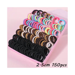 150PCS Children Hair Band Elastic Solid Color Baby Headband Kids Ponytail Holder Scrunchies Headwear Girls Hair Accessories - 150pcs black coffee
