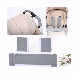 77HD Baby Stroller Grip Bar Sleeve Cotton Handlebar Cover for Armrest Shoulder Belt - Black  Strap