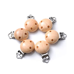 5Pcs/Lot New Arrival Lovely Wooden Pacifier Clip Natural Beech Wood Accessories for Baby Handmade Dummy Clips Pacifier Chain - KK